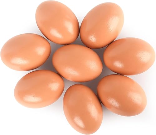 LovesTown 8 huevos falsos de madera, huevos de gallina de madera, huevos de imitación para pintura de huevos de Pascua, alimentos, juego de