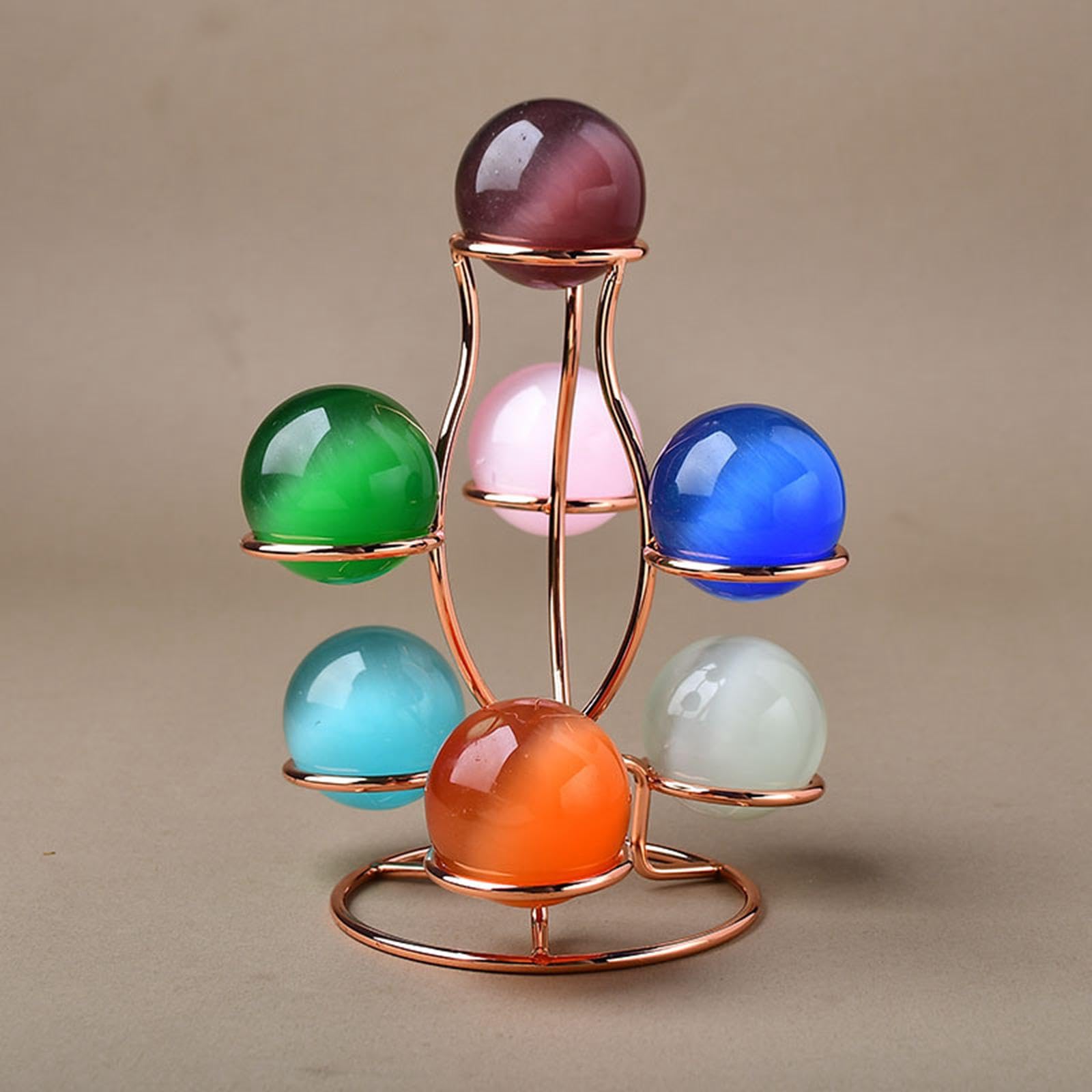 DYNWAVE Crystal Ball Display Stand with Seven Balls Craft Spheres Metal Holder for Bedroom Office Home Desktop Sphere