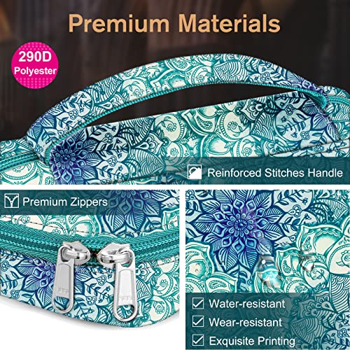 Image of FINPAC Bible Cover, Carrying Book Case Church Bag Bible Protective with Handle and Zippered Pocket, Gift for Mother Lady Women Men, Emerald Illusions