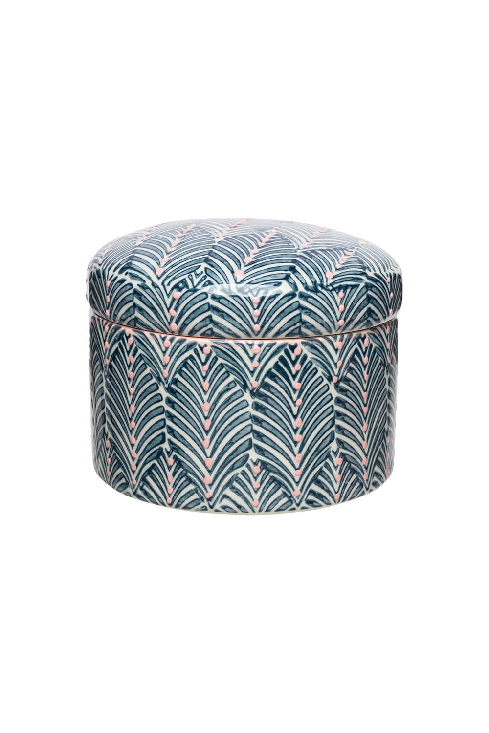 Boîte de rangement en grès estampillé main Ø12cm, pot artisanal élégant