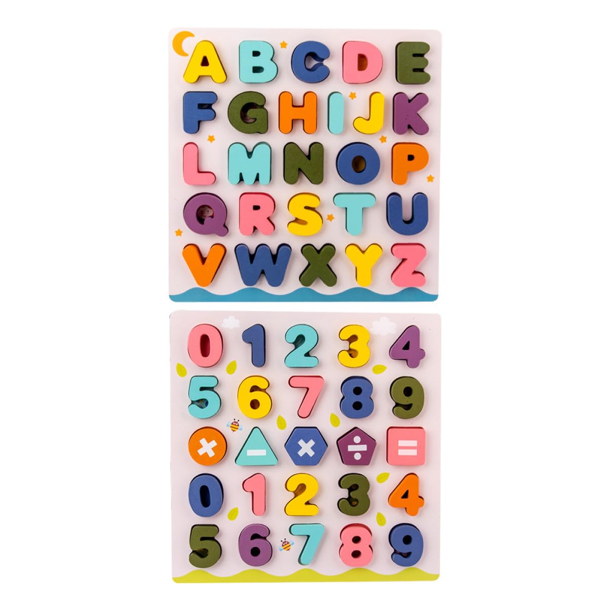SUPVOX 2 Juegos Juguetes Educativos Madera para Puzzles Números y Letras Colores Brillantes Aprendizaje Infantil Regalo Cumpleaños
