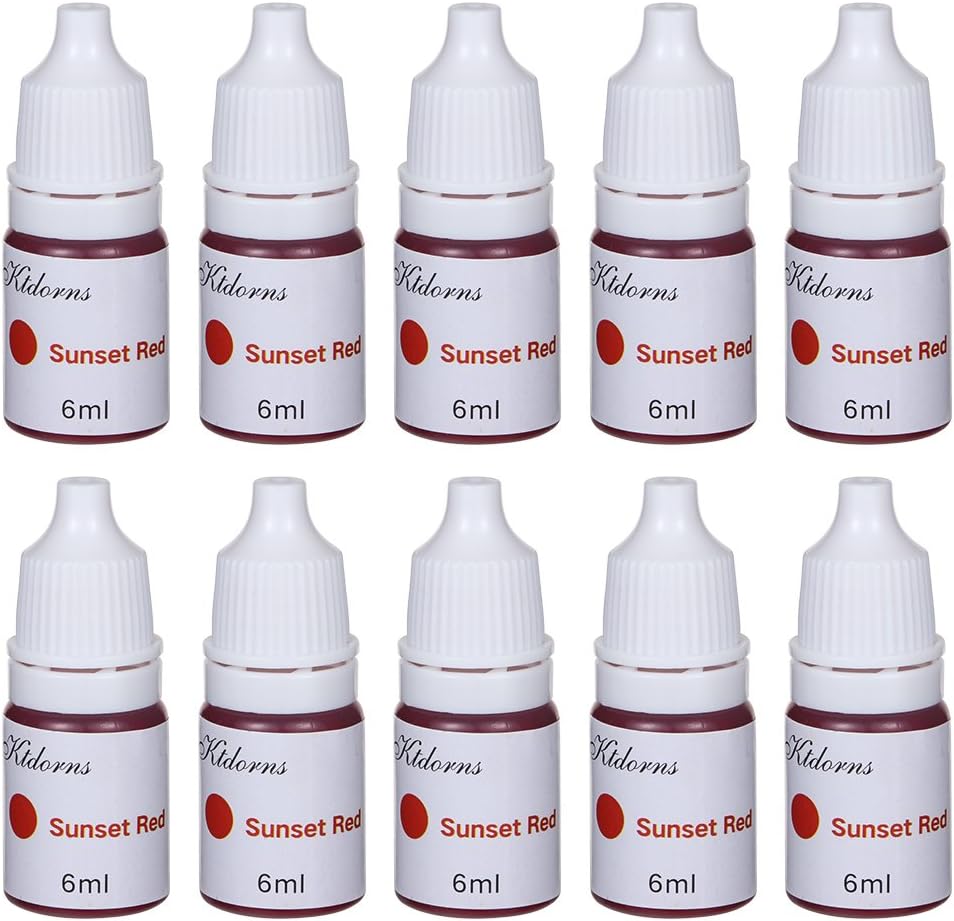Bath Bomb Supplies-10 Bottles of Skin Safe Food Grade for Soap Coloring, Sunset Red,0.24-Ounce (Sunset Red)