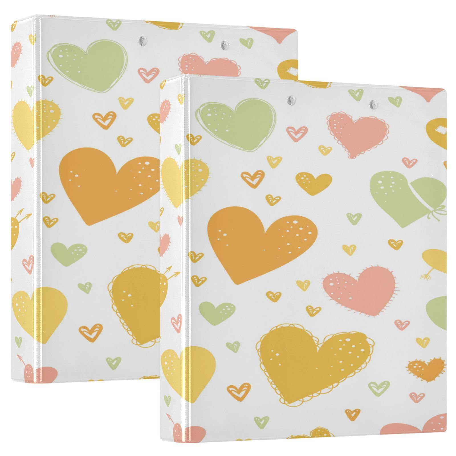 SKYSHU Love Heart - Raccoglitori ad anelli rotondi con 3 tasche interne in PVC trasparente, impermeabili, robusti, 3,8 cm, con clip in metallo antiscivolo, raccoglitori versatili per 200 fogli,