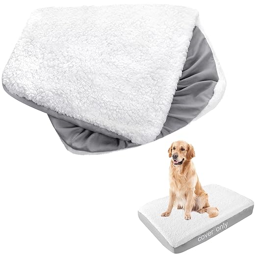 Dog Bed Covers Replacement Washable (Cover Only), Waterproof Warm Dog Mattress Cover Plush Dog Bed Cover-Easy to Remove, Plush Dog Pillow Cover, Soft and Comfortable Puppy Pet Bed Cover