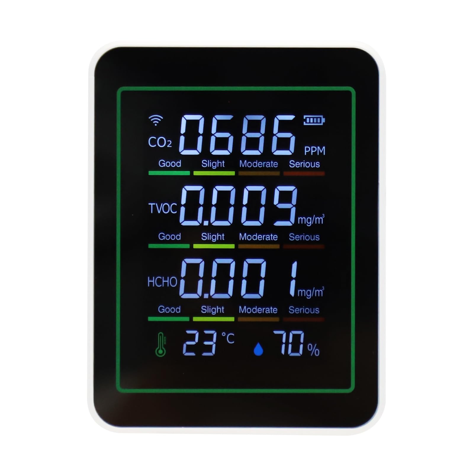 Misuratore di CO2 WiFi per Interni, Rilevatore Display LCD per Serra, Palestra, Casa, Ufficio, Monitor della qualità Dell'aria di Anidride Carbonica Smart, Tester HCHO TVOC (#1)