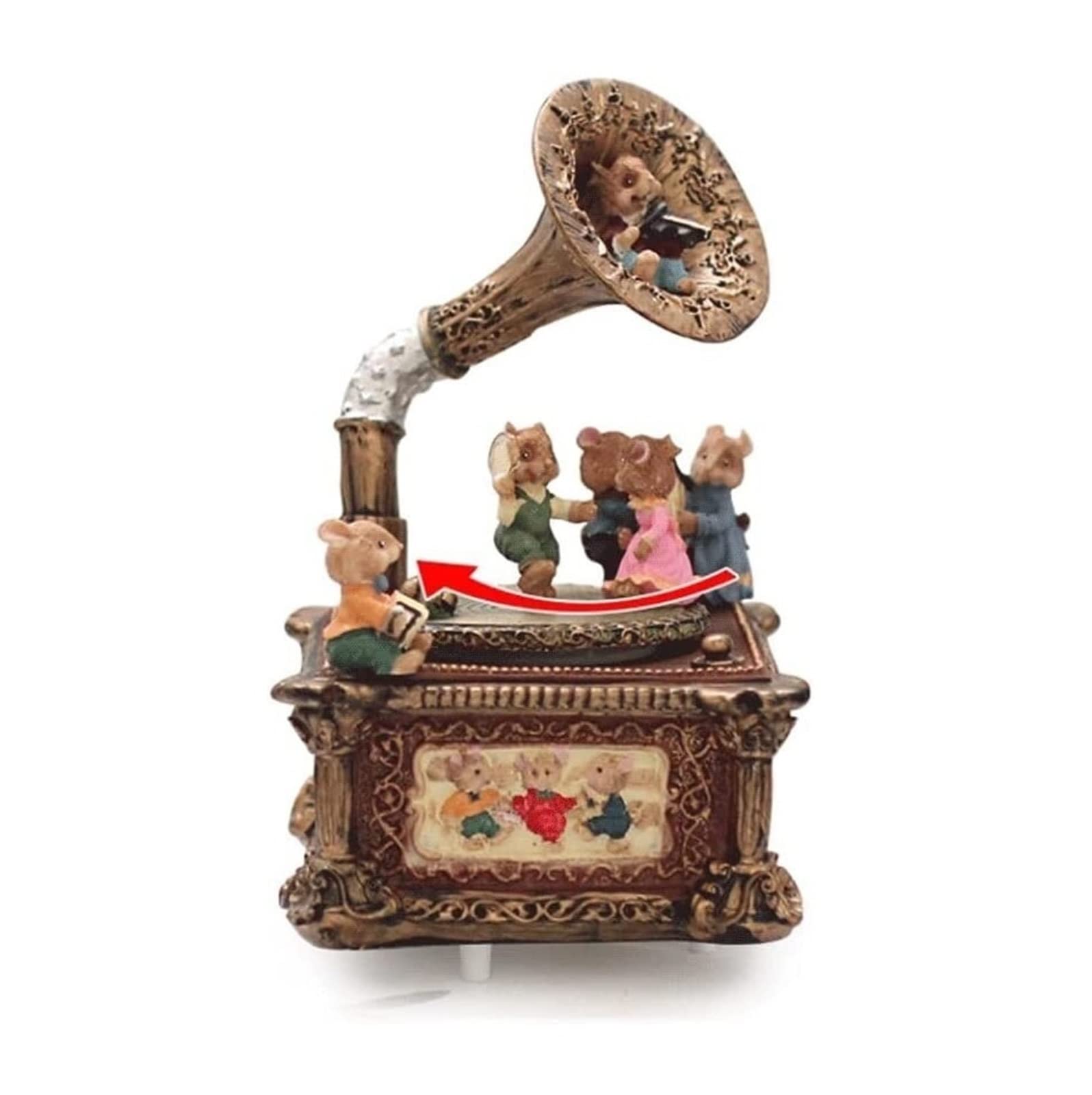 Pozytywka pozytywki Vintage Fonograf Music Box Kreatywna Mechaniczna Klasyczna Mechaniczna Pozytywka Na Urodziny Pozytywka Prezent(Pink)
