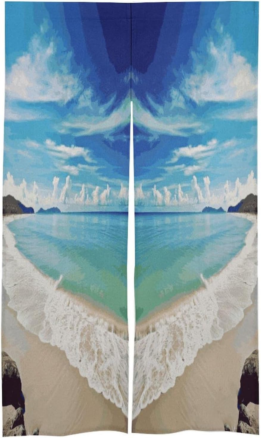 Ocean Sea Beach Door Curtain Printed Doorway Noren Japanese Style Doorway Room Divider Curtains for Privacy Partition Divider Kitchen Home Decorations Wall Hanging