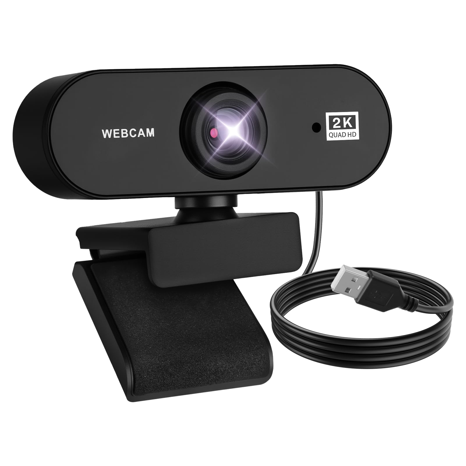 Webcam 2K 30FPS, Full HD Cámara USB PC Micro Ángulo Ajustable Plug and Play para Computadora Escritorio Windows MacOS Streaming Youtube Skype Video Llamada Zoom Videoconferencia