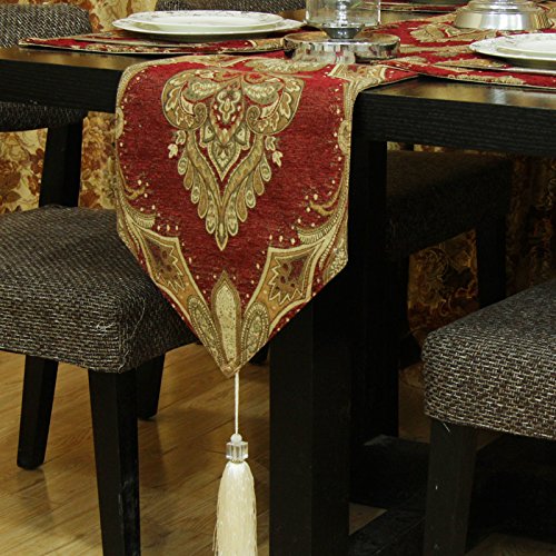 Chemin de table rouge 30x240 cm moderne pour repas de fête chic