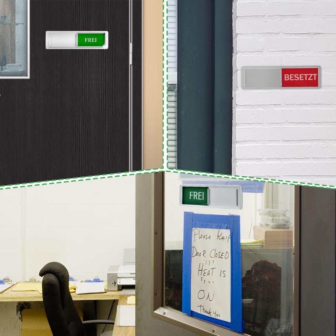 WUSJCOF 1PCS Frei - Besetzt Schilder Klebeschild Mit Schieber Festhaltemagneten für Toilette, Wartezimmer, Besprechungsräume, Raumstatus (Raumschild) (Festhaltemagneten,Und Klebefläche)