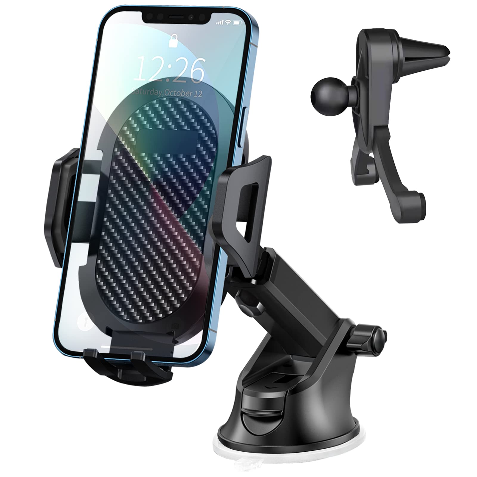 QidoePhone Mount for Car, Car Phone Holder Mount Universal Hands-Free 4 in 1 Cell Phone Holder for Car Dashboard/Air Vent/Desk/Windshield Car Phone Mount for All Smartphones Even with Thick Case