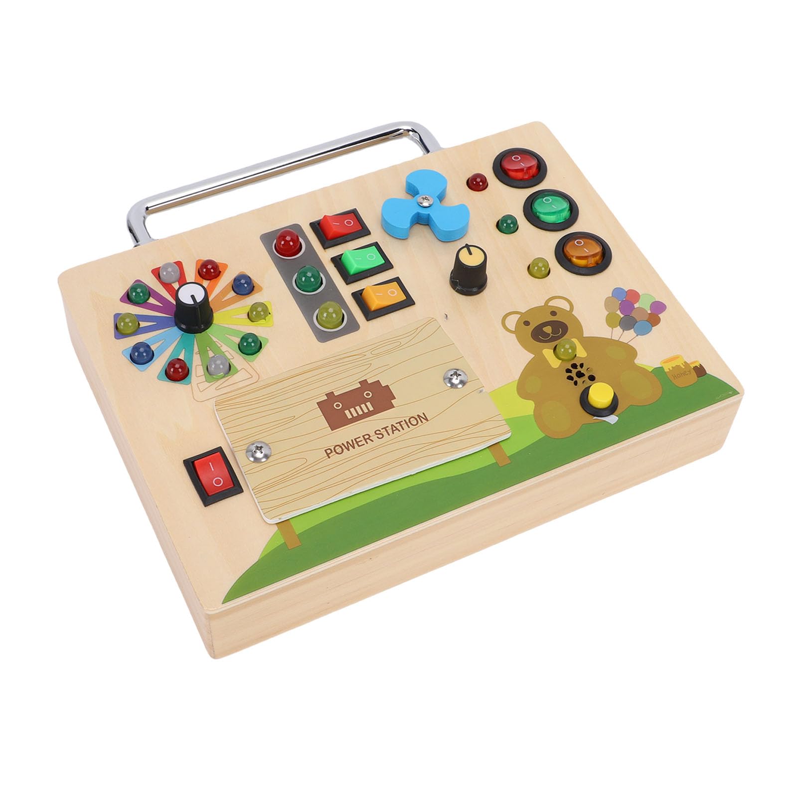 Sxhlseller Holz-Arbeitsbrett für Kleinkinder |LED-Leuchten, Ampel, Sensorisches Spielzeug für Feinmotorik und Hand-Auge-Koordination