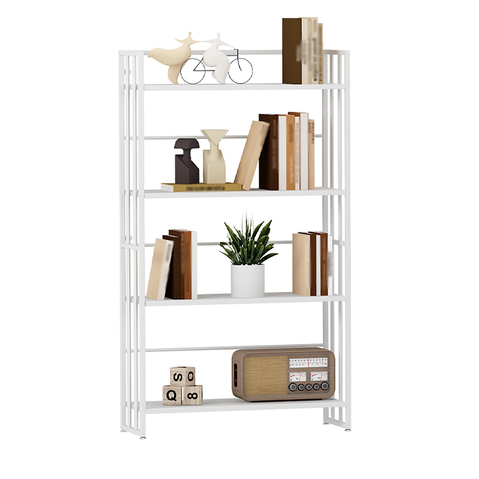 Modern Gold Metal Cube 32x10x57in Tall Standing with Shelves for Study in Classroom or Home School Decor