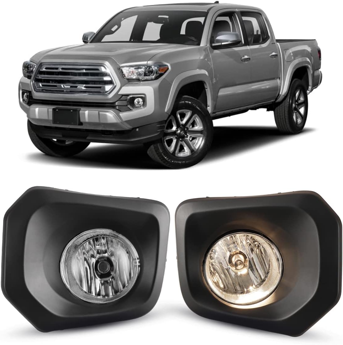 Winjet OEM Series for [2016 2017 2018 2019 2020 2021 2022 2023 Toyota Tacoma] Driving Fog Lights + Switch + Wiring Kit Clear Lens