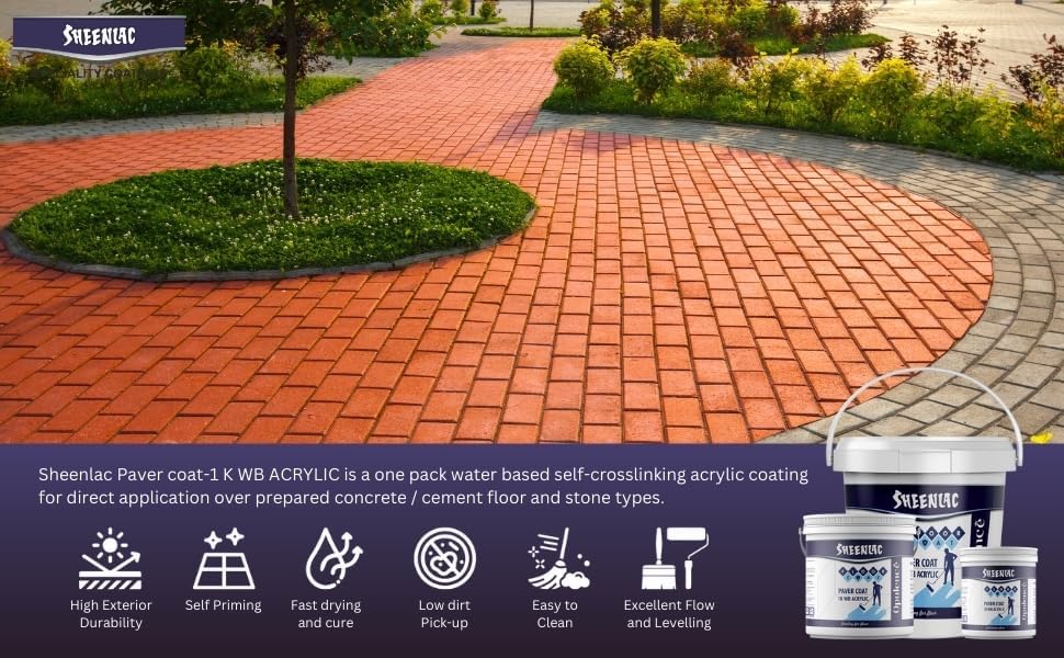 Image of SHEENLAC Paver Coat WB - Water-Based Acrylic Floor Paint, Self-Crosslinking, Interior & Exterior, 4L - Black