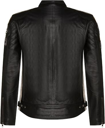 Men's Real Racing Black Nappa Leather Moto Biker Jacket…
