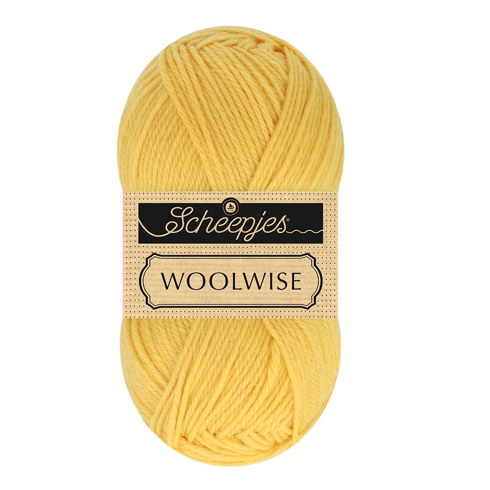 Scheepjes Woolwise 100g - Golden Wheat, Warm Yellow-Brown Yarn for Knitting and Crochet, 716 Golden Wheat, 1x100g