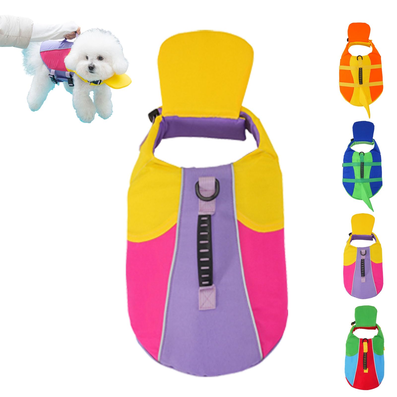 Dog Life Jacket with Chin Float and Rescue Handle (#C,X-Large)
