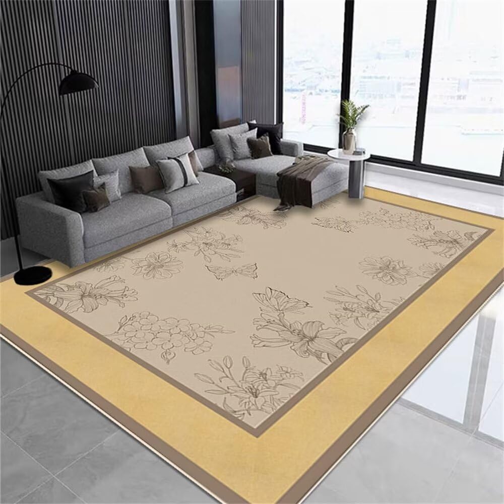 Tapis chambre bébé fille jaune XL 100x150 cm lavable et antidérapant