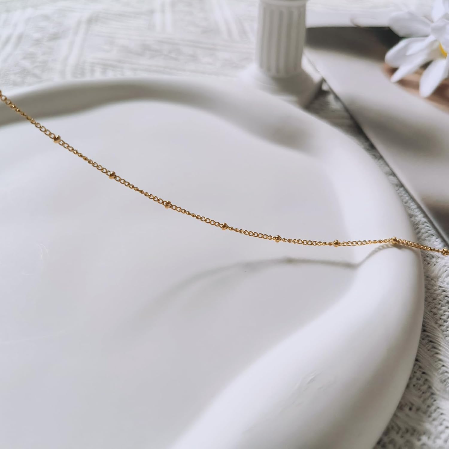 Gold Necklace for Women - 14K Gold Plated Thin Chain Necklace Dainty Necklace Simple Choker Necklaces Minimalist Trendy Jewelry for Women - Image 3