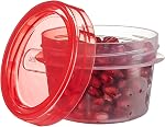 PLASTICPRO 6 Pack Twist Cap Conteneurs de stockage alimentaire avec vis rouge sur le couvercle- 4 oz Contenants de préparation de repas réutilisables - Petits contenants de congélateur Micro-ondes en plastique rouge sans danger