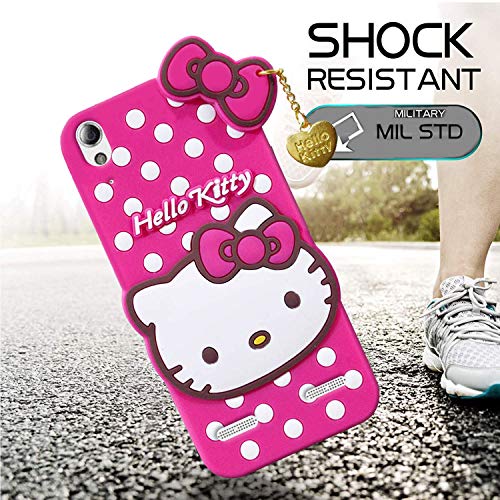 Image of Unirock Hello Kitty Back Case Cover for Lenovo A6000| 3D Cute Hello Kitty Case |Soft Silicone Rubber Back Cover with Pendant Kitty Cover for Lenovo A6000 (Pink)