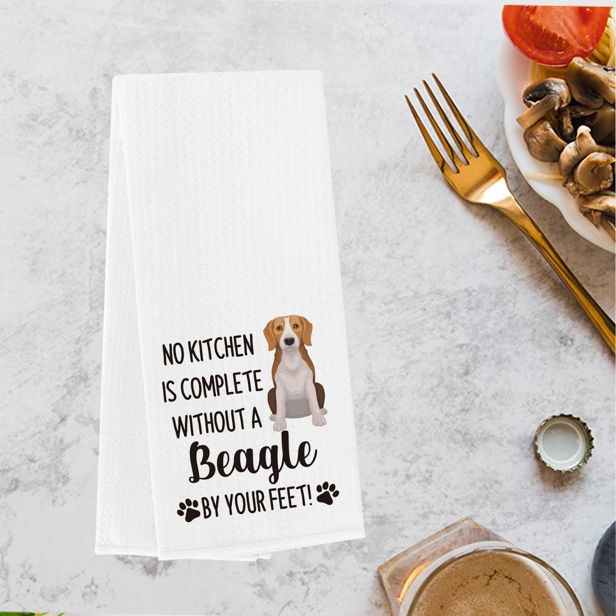Funny Beagle Dog Kitchen Towels Beagle Gifts for Owners Women Men No Kitchen is Complete Without a Dog Waffle Weave Dish Tea Hand Towels for Farmhouse Home Bathroom Decorative 14 x 23 Inches - Image 3