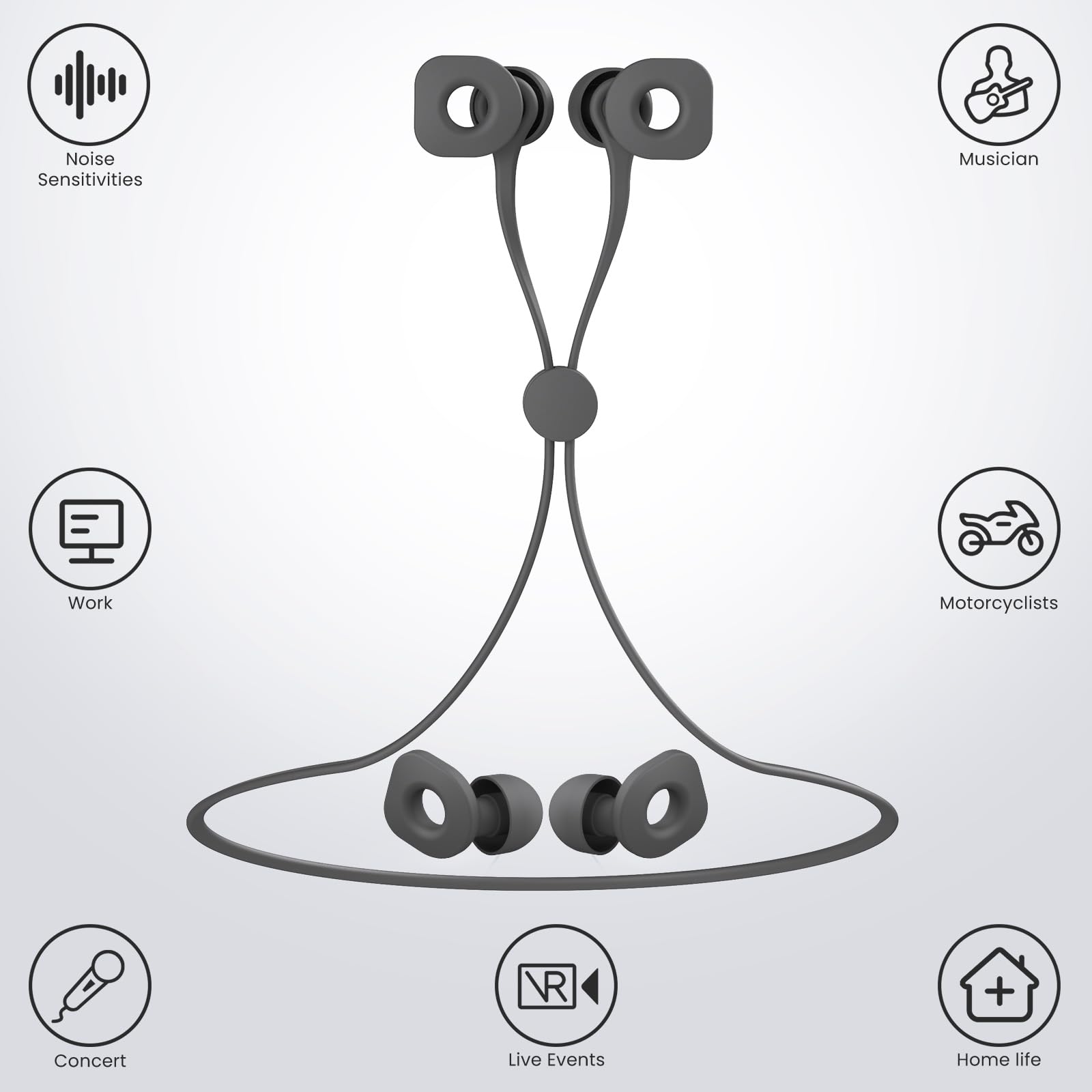 2 pares de tapones para los oídos para dormir, tapones reutilizables para los oídos con 8 pares de almohadillas para los oídos y un cable conector, tapones suaves para los oídos para reducción