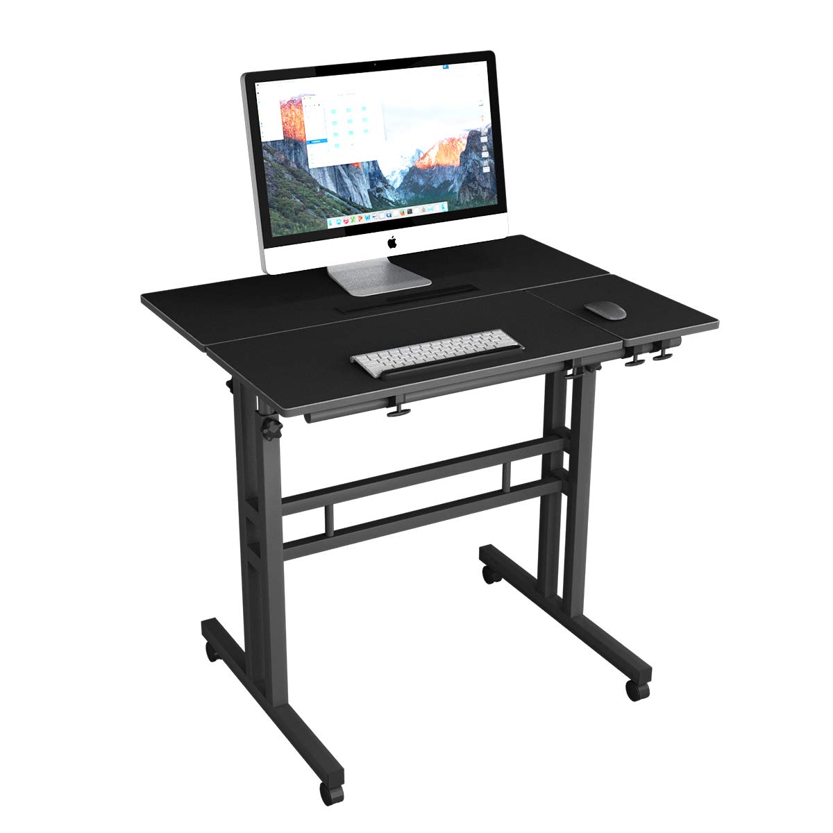 sogesfurniture Mobile Portatile Tavolo Laptop,Tavolino Porta PC con rotelle,tavolo per Notebook & Laptop,Vassoio per notebook regolabile,nero,BHEU-101-2BK