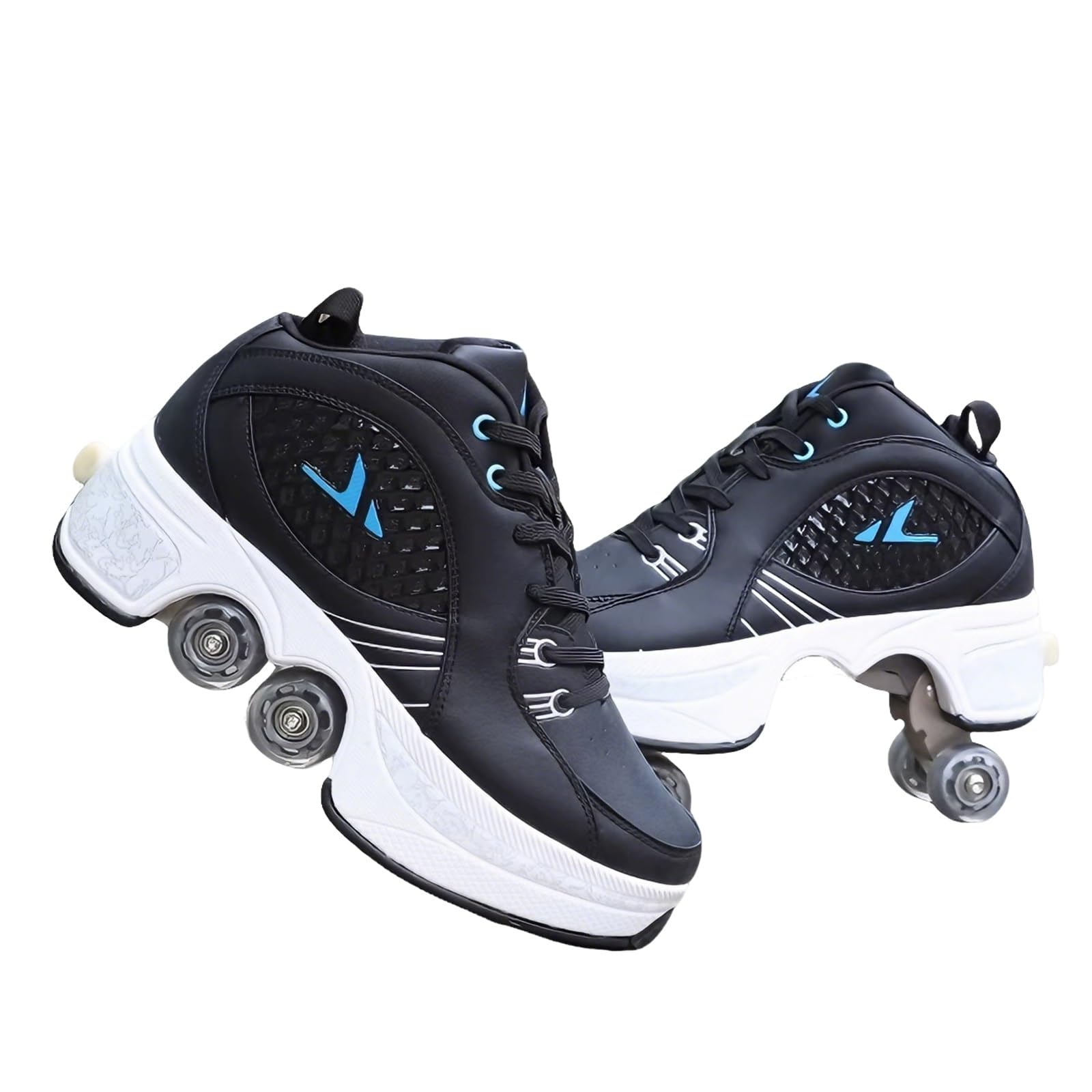 2 en 1 Zapatillas Altas con Ruedas | Patines Retráctiles 2 en 1 para Niñas Unisex | Desmontables de 4 Ruedas Rueda Deformable de Doble Fila | Zapatillas Convertibles