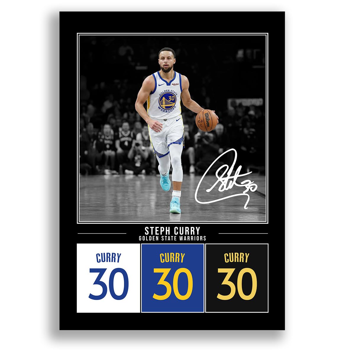 Steph Curry Golden State Warriors Signed Photo Poster Print Picture Display Framed Autograph Memorabilia Gift NBA (Black A3 Poster Only)