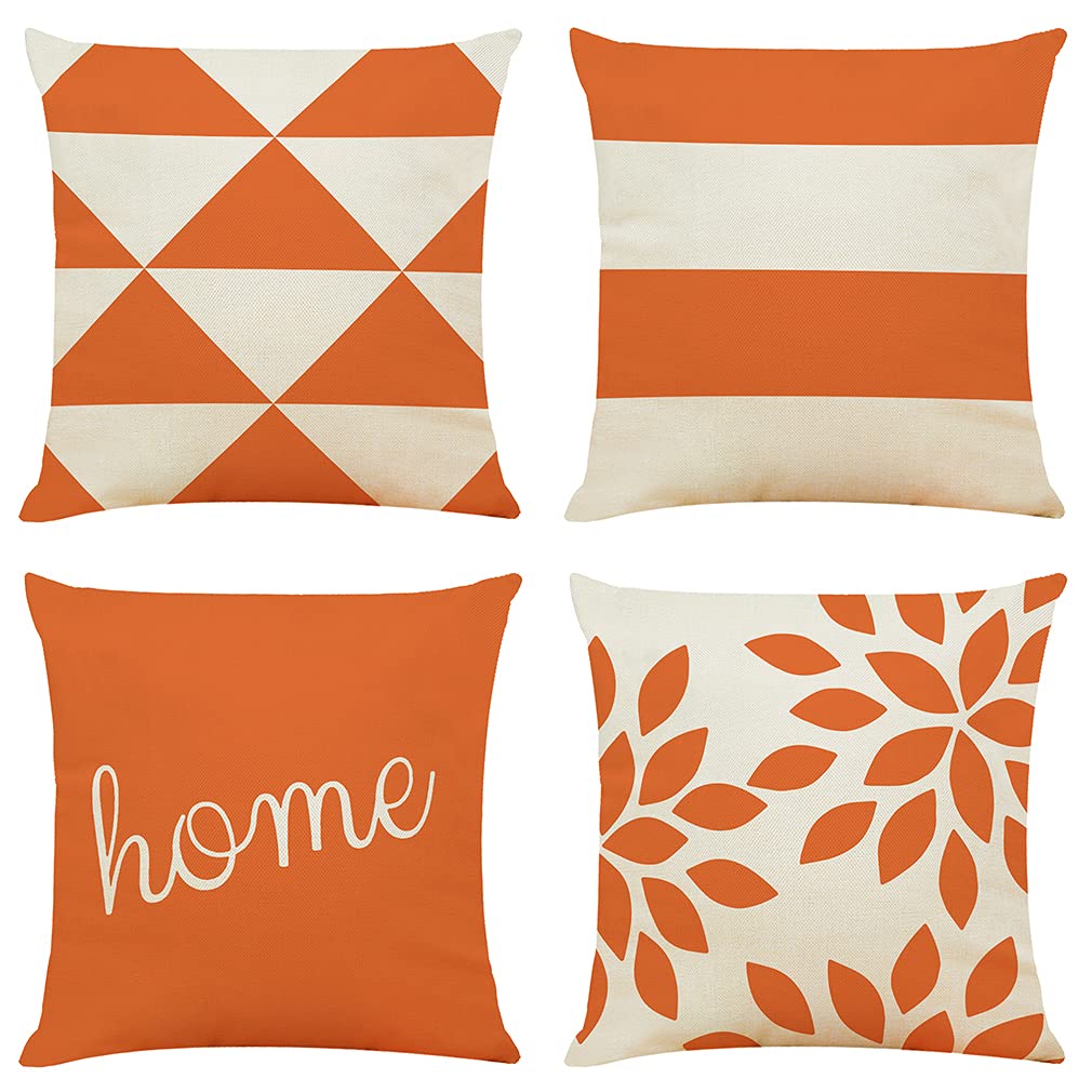 Throw Pillow Cases Decorative Soft Square Geometric Style Throw Pillow Cover Cushion Case for Sofa 18 x 18 Inch Set of 4