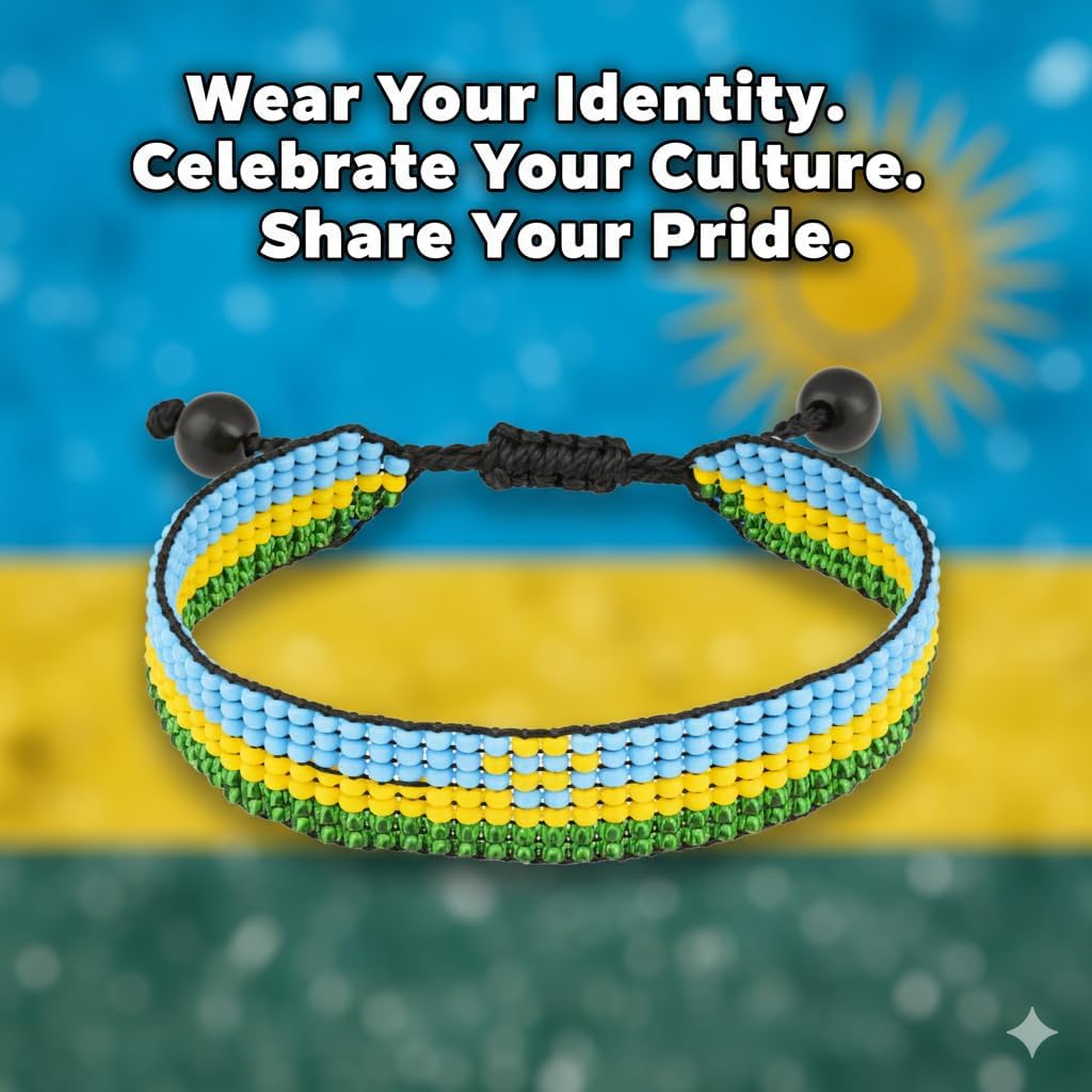 FAHARI Flag Bracelet - Adjustible Wrist Wrap Bracelet - Beaded and Boho Style Rope Bracelet - Country Flag Bracelet - Image 3