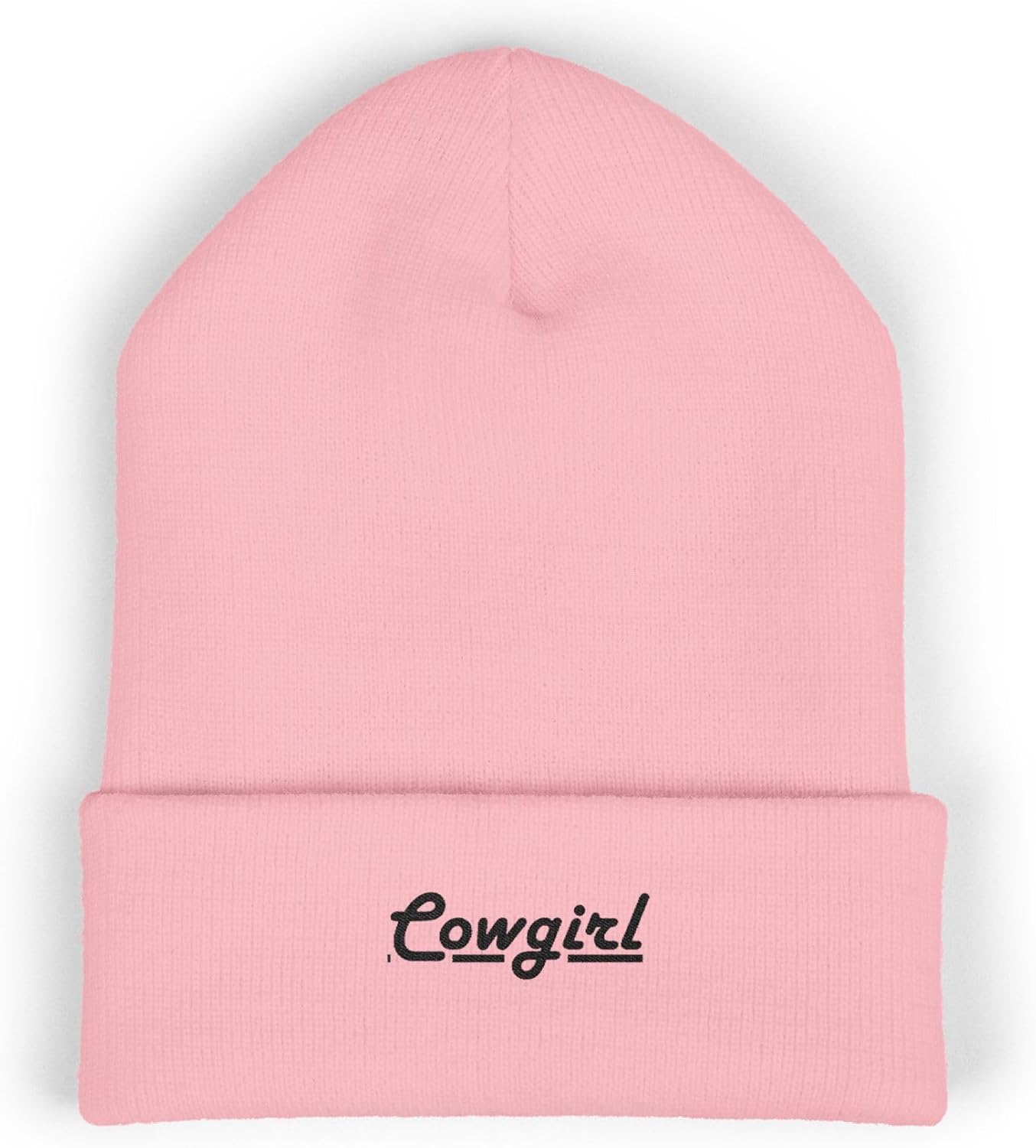 Premium Classic Cuffed Beanie Hat 'Cowgirl' with Embroidery Message