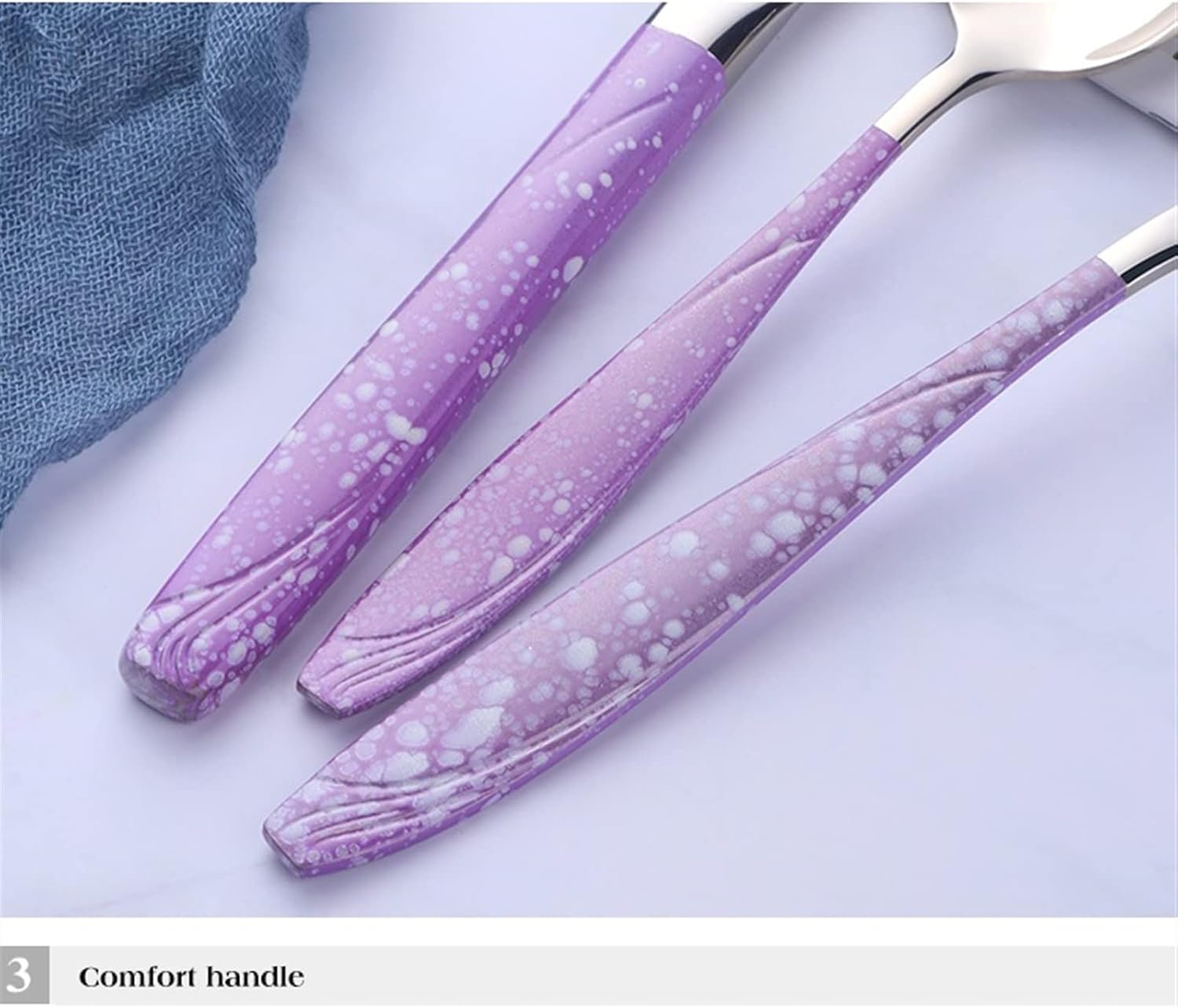 Cooking Tool Sets 5 Pcs/Set Dinnerware Set Stainless Steel Reusable Utensils Cutlery Purple Silver Spoon Fork Knife Home Tableware