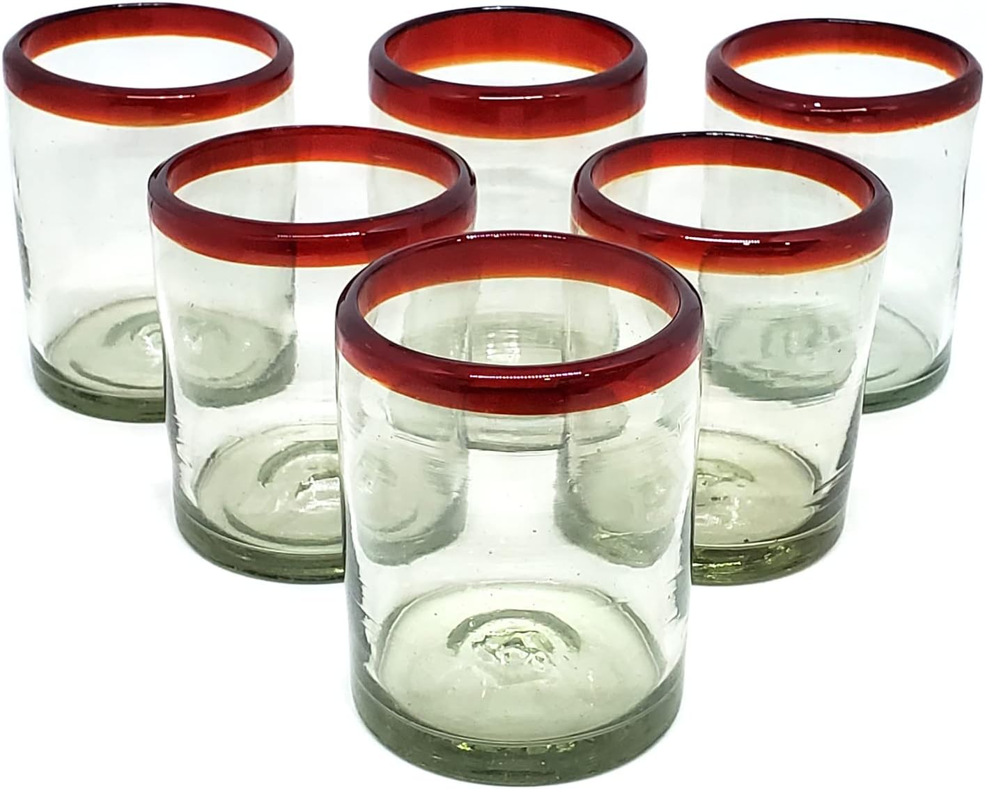Ruby Red Rim 10 oz Tumblers (set of 6), Recycled Glass, Lead-free, Toxin-Free (Tumbler)