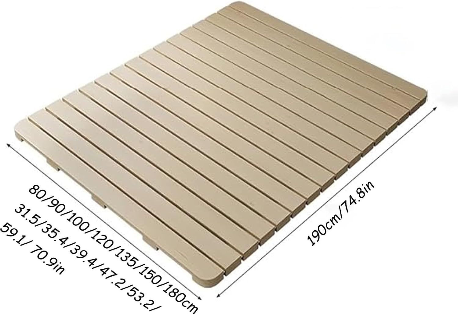Rollable Floor Mattress Frame Bedding Sleeping Pad Base Breathable Bed Plate for Bedroom Folding，Japanese Solid Wood Bed Frame, Foldable Slatted Mattress Base, Minimalist Floor Bed for Futon