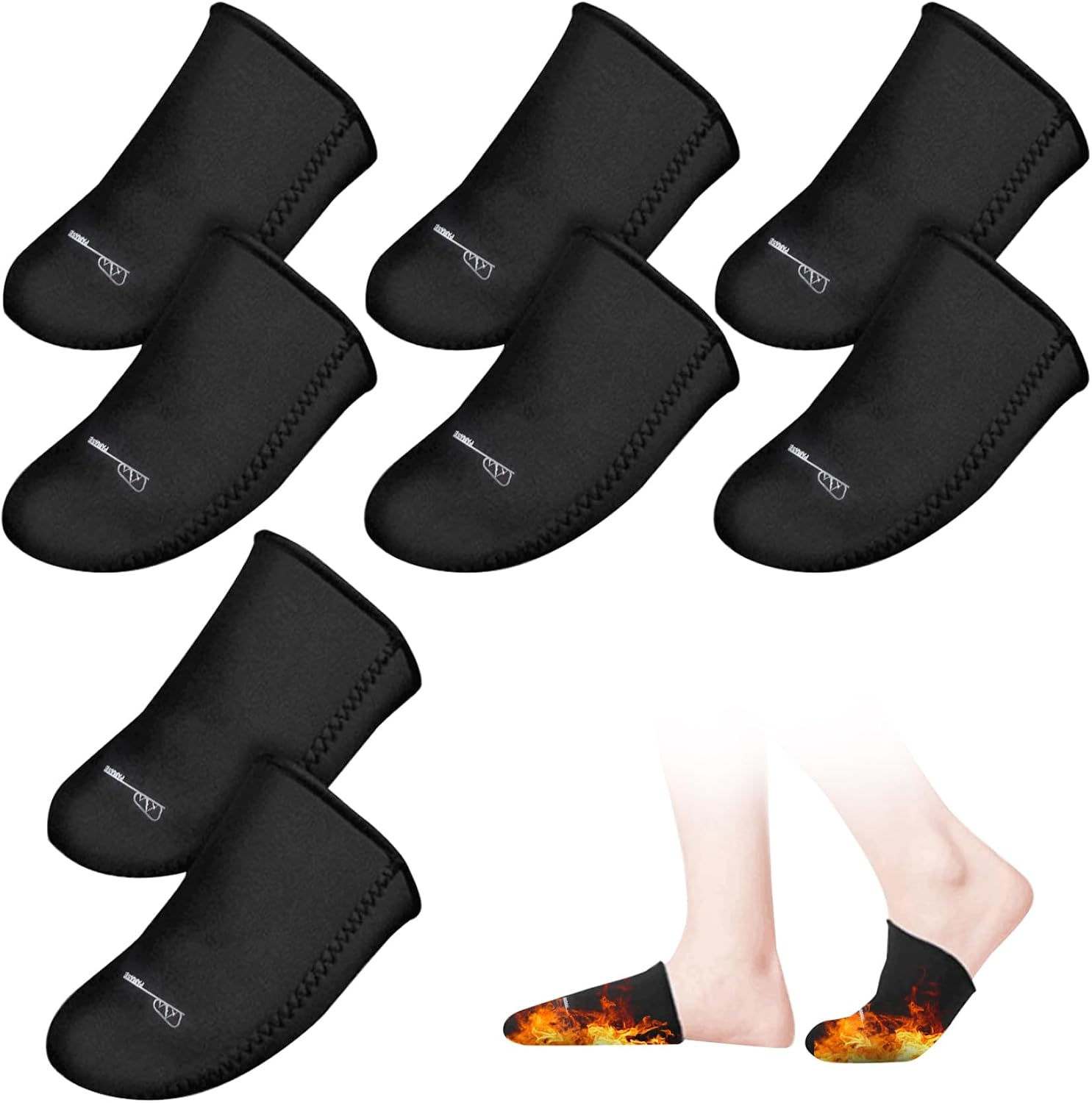 Neoprene Toe Covers Toe Warmers Ice Bath Toe Covers 4 Pairs Winter Thermal Feet Warmers Elastic Toe Warmers for Cycling Running Hiking Ice Baths, Black