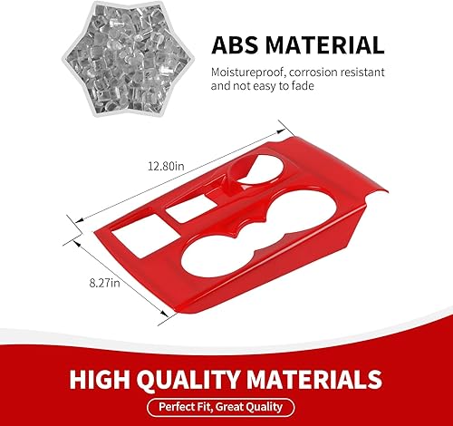 Vista 2 de Ajuste de panel de cambio para consola central con portavasos Panel de cubierta de engranajes Compatible con Ford Bronco Sport 2021-2024, Rojo