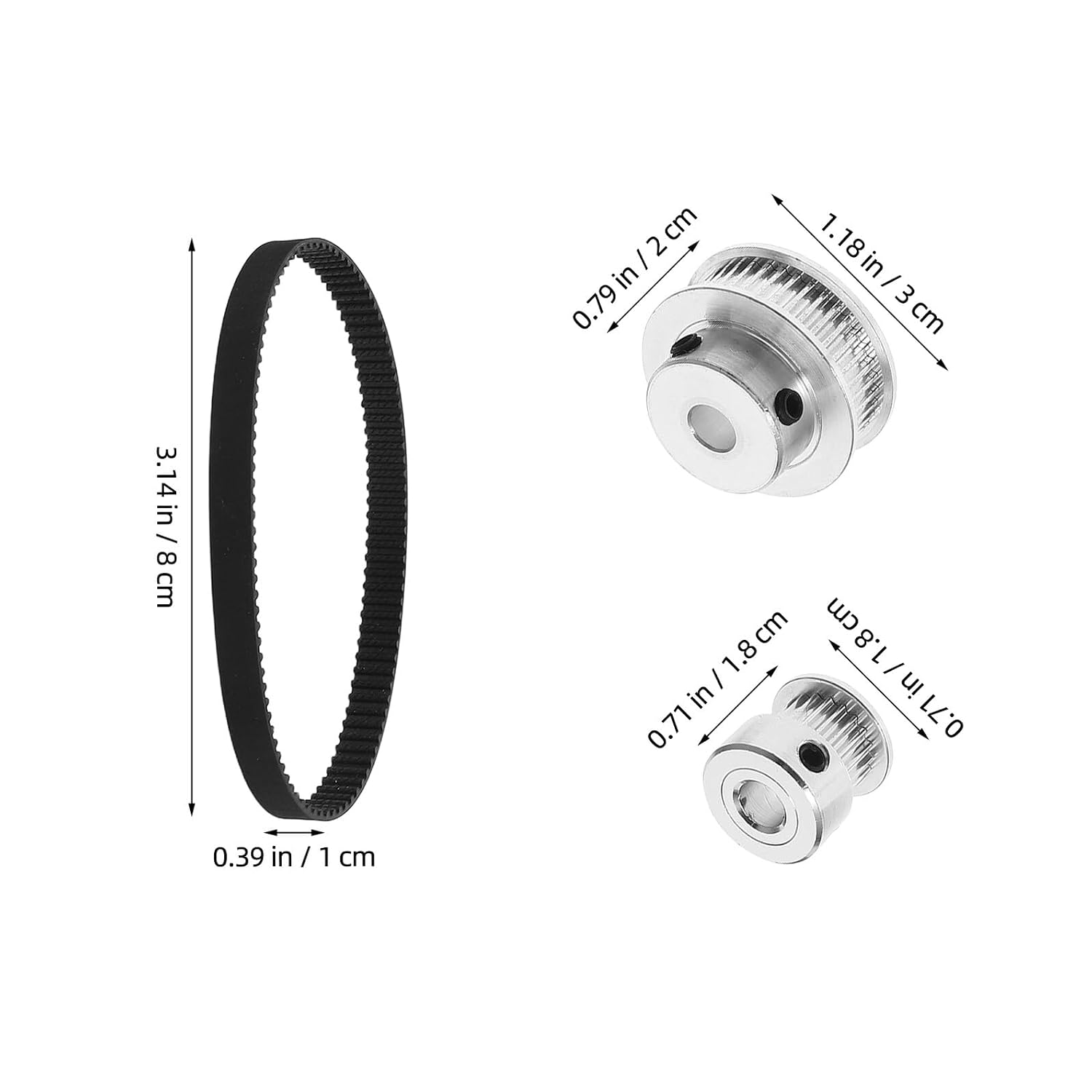 Holibanna 2gt Timing Belt Kit with 20-Tooth and 40-Tooth 6mm Bore Mechanical Synchronous Pulleys and 200mm Closed Loop Rubber Belts for Industrial Automation Transmission