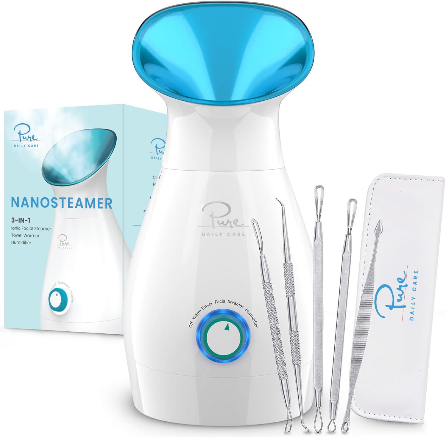 Pure Daily Care Pure Nano Ionic Upgraded Warm Mist Facial Steamer For Face,Sinuses And Skin Care