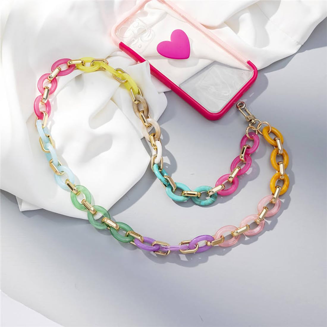 Marjoramy 2 Pièces Chaîne Colorée En Acrylique - Pendentifs Pour Téléphones Portables, Bracelet Téléphone Et Porte-Clés Dragonne