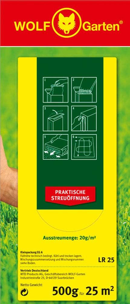 Wolf-Garten Wolf Garten"Lr 25" Reseeding Grass Seed, Multi Colour, 29.5X20.5X26.5 cm