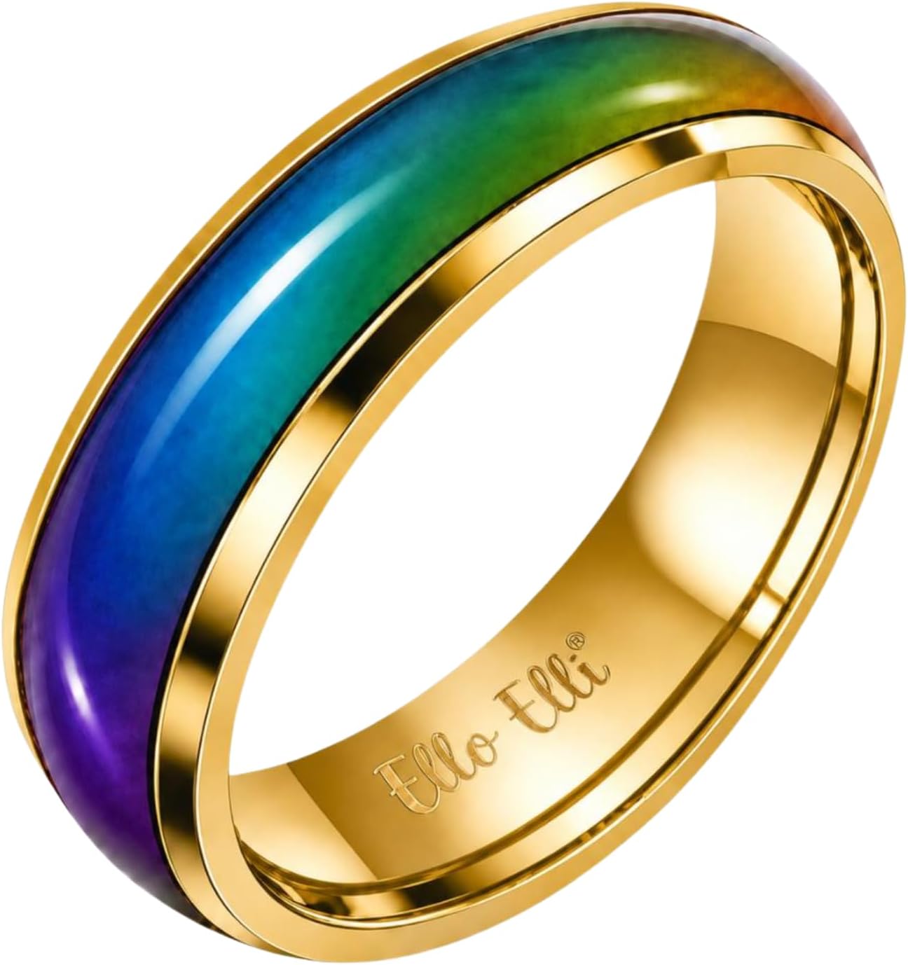 Mood Ring, 6mm Stainless Steel Comfort Fit Band, Color Changing Ring for Men and Women, Multi Color