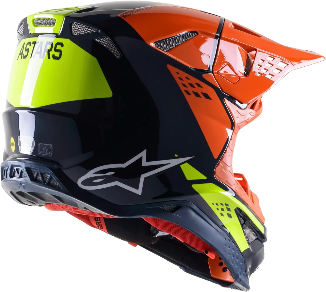 Alpinestars Supertech M8 Factory Helmet, Men's Motocross, MIPS, 2XL, Dark Blue/Orange/Yellow Fluo