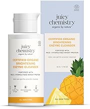 Certified Organic Brightening Enzyme Cleanser, 50 g | Natural Fruit Enzyme Facial Cleanser | Gentle Daily Exfoliation Powder with Papaya, Pineapple, Pentavitin, Aloe | Vegan, Cruelty-Free