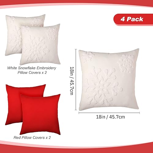 Miniatura 2 de 4 fundas de almohada de invierno de Navidad, fundas de almohada cuadradas suaves con copos de nieve, fundas de almohada de algodón y lino, fundas de