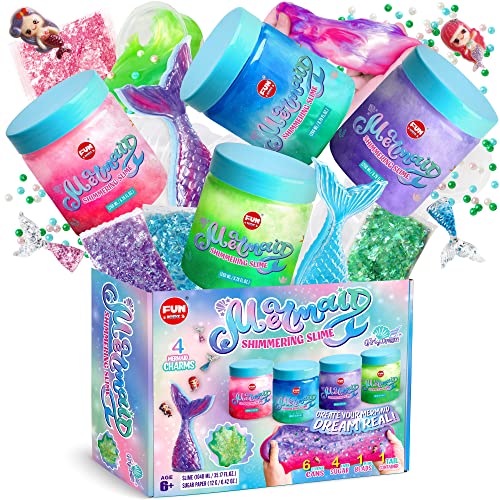 35.16 Fl Oz Mermaid Slime Pack For Girls Ages 6-8, Funkidz Big Premade Shimmer Sparkle Glitter Kids Slime Toy Birthday Party Gift #TOP22