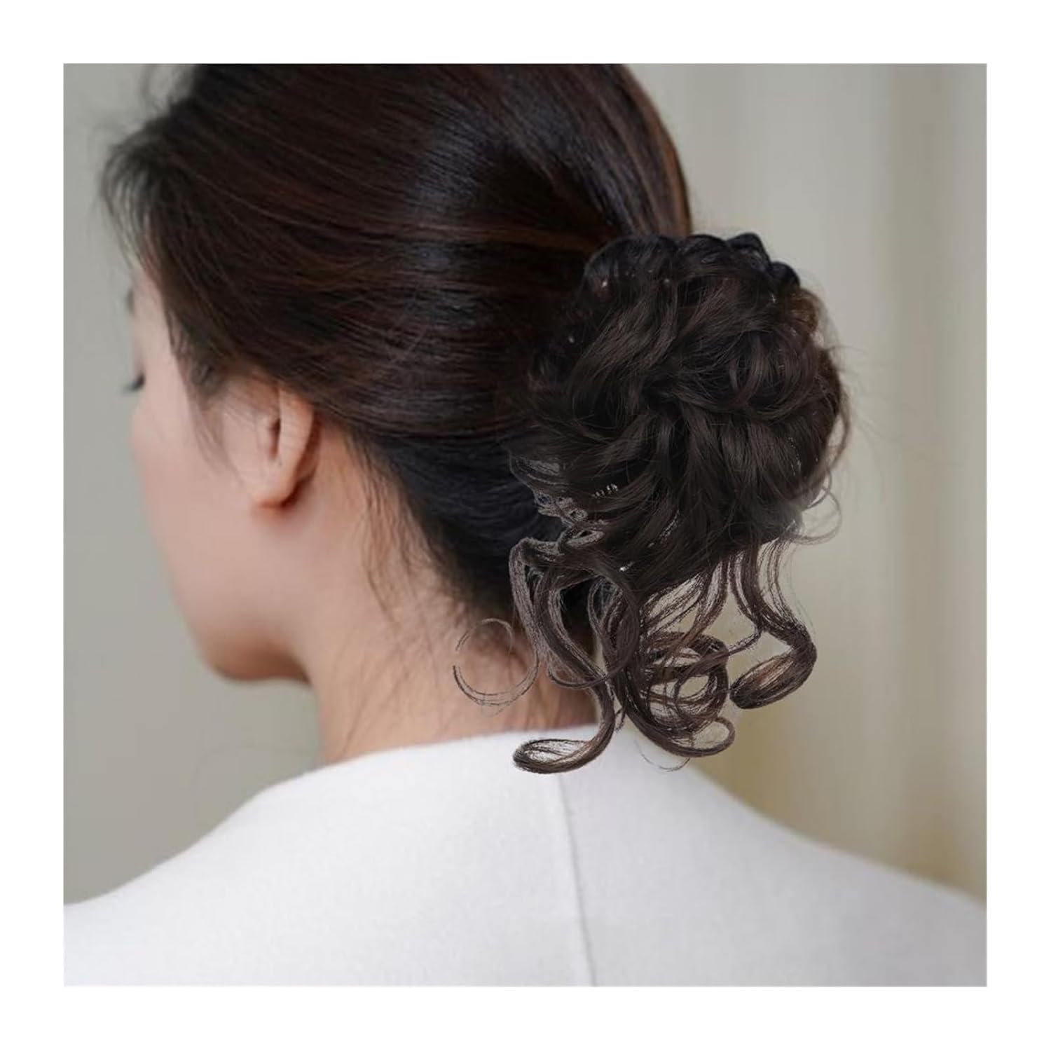 Women's Hair Buns Hair Wig High-Resilience Elastic Band Easy Care Anti-slip Breathable Dress Up Natural Look Heat-friendly Chignon Wig for Party Chignon for Women(Black Brown)