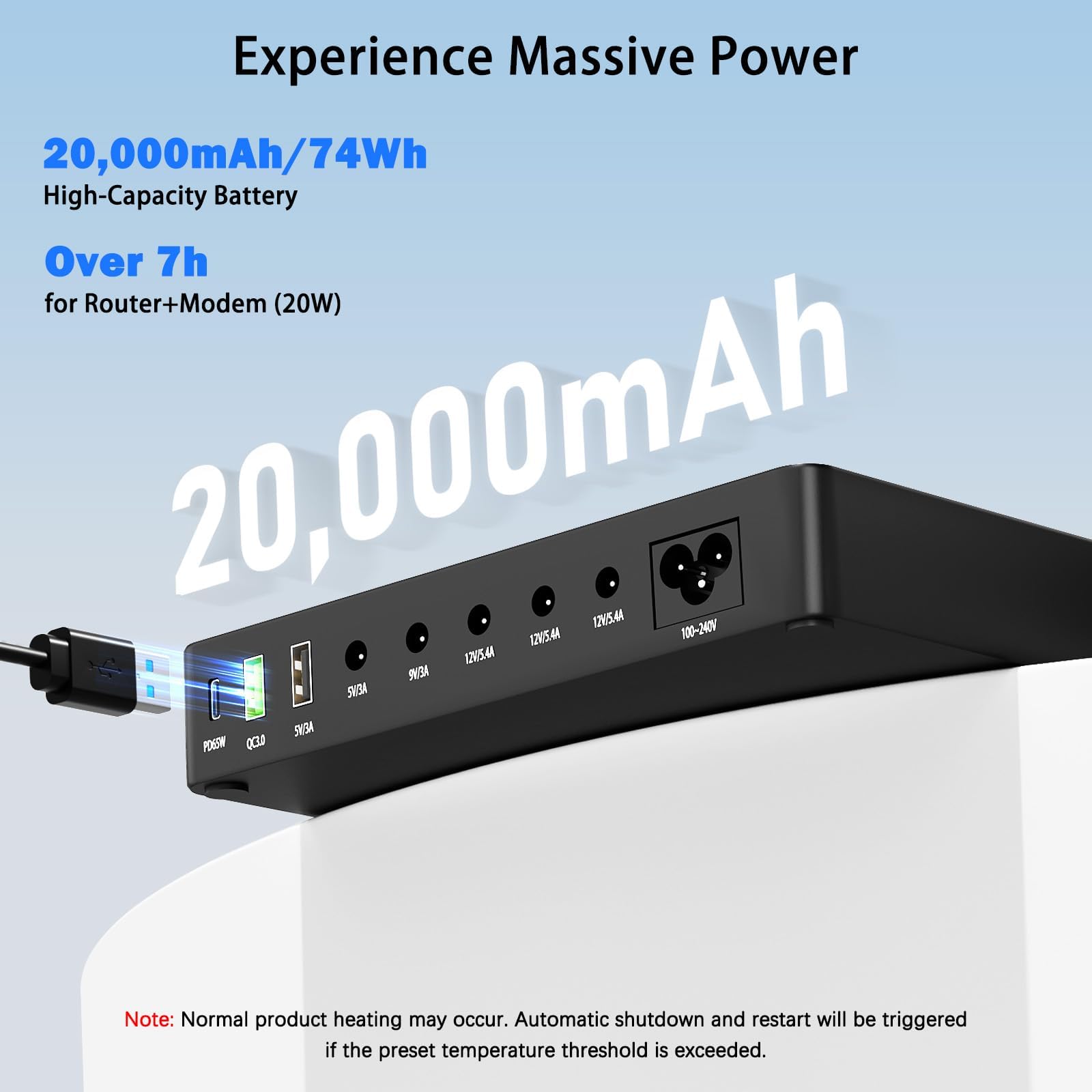 Lot de 14 mini onduleurs 20 000 mAh avec batterie de secours